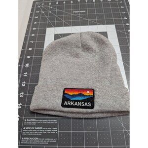 Legacy Gray Knit Beanie Arkansas sunset lake patch winter hat adult size
